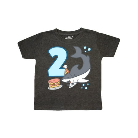 

Inktastic 2nd Birthday Shark with Cake Gift Toddler Boy or Toddler Girl T-Shirt