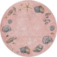 thumbnail image 2 of Addison Rugs Dream Shag Premium Machine Washable Transitional Shell Border Peach Round Rug, 8' x 8', 2 of 8