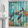 thumbnail image 6 of Ocean Turtle Starfish Bathroom Shower Curtain, Retro Coral Floral Sea Blue Theme Waterproof Washable Soft Bath Curtain for Bathtub Decor with 12 Hooks&Grommet, 66x72 Inch, 6 of 9