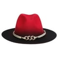 thumbnail image 2 of Sombrero Fedora Zulema Sombrero de Fieltro Jazz Retro Bicolor Rojo y Negro, 2 of 8