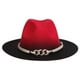 thumbnail image 2 of Sombrero Fedora clásico Yuyangstore de fieltro bicolor Rojo y negro, 2 of 8