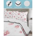 thumbnail image 3 of Full Size Quilt Bedding Set, Pink Coral Coastal Reversible Summer Quilt 3 Pieces, Nautical Summer Beach Ocean Sea Lightweight Bedspreads Coverlets with 2 Pillow Shams for All Seasons, 3 of 5