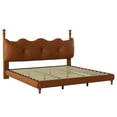 thumbnail image 4 of GDF Studio King Wooden Bed Frame with Faux Leather Upholstered Button Headboard, 4 of 9