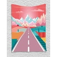 thumbnail image 1 of Graphic Art Tapestry, Straight Road Leading to Rocky Mountains and Rural Landscape, Wall Hanging for Bedroom Living Room Dorm Decor, 60W X 80L Inches, Dark Coral Multicolor, by Ambesonne, 1 of 2