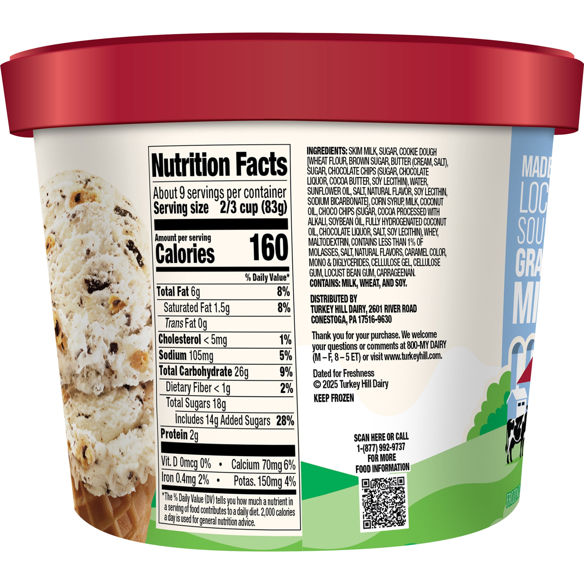 Turkey Hill Chocolate Chip Cookie Dough Ice Cream 46 fl oz Tub