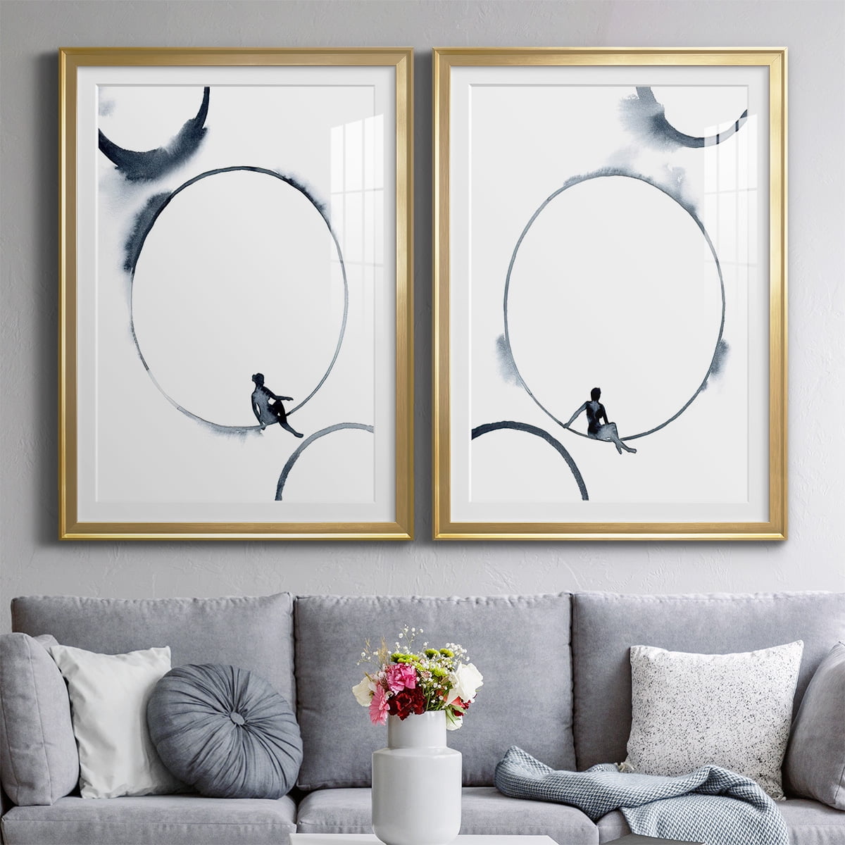 Wexford Home Woman in the Moon I Premium Framed Print, 26.5" x 36.5" - Ready to Hang, Gold (Set of 2)