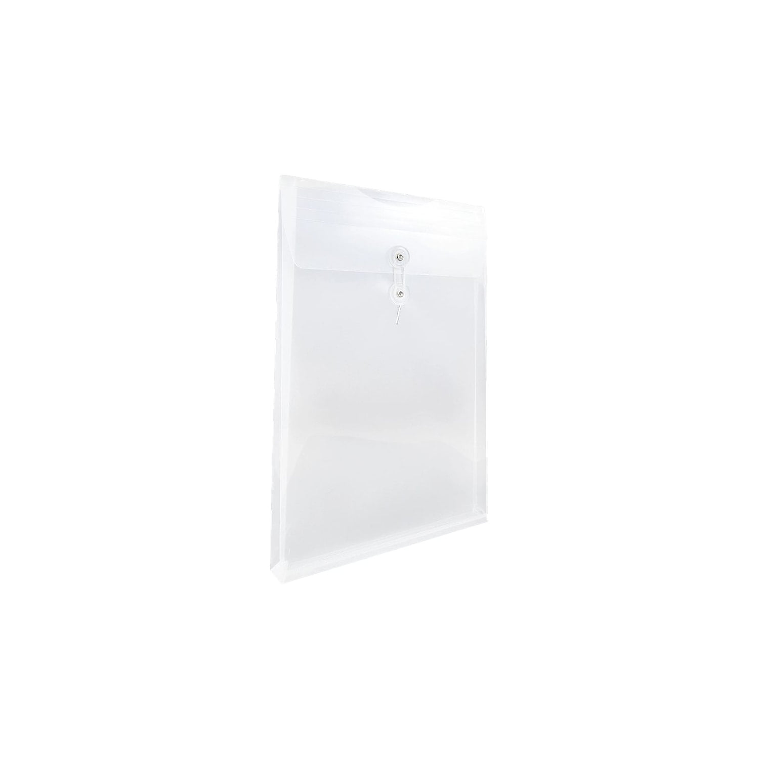 JAM Paper Plastic Envelopes, 9.8x14.5, Clear, Button String, Legal Open End, 12/Pack