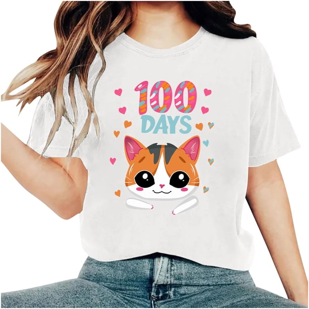 Camisetas de Cuello de Tripulación de Manga Corta para Mujeres Carta Impresa Camiseta 95% Poliéster 5% Spandex, Manga Corta Cuello Redondo Top Casual para Diario