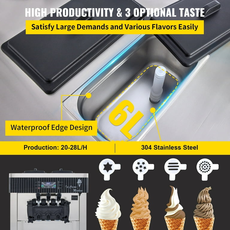 BENTISM Commercial Ice Cream Maker Soft Ice Cream Machine Single