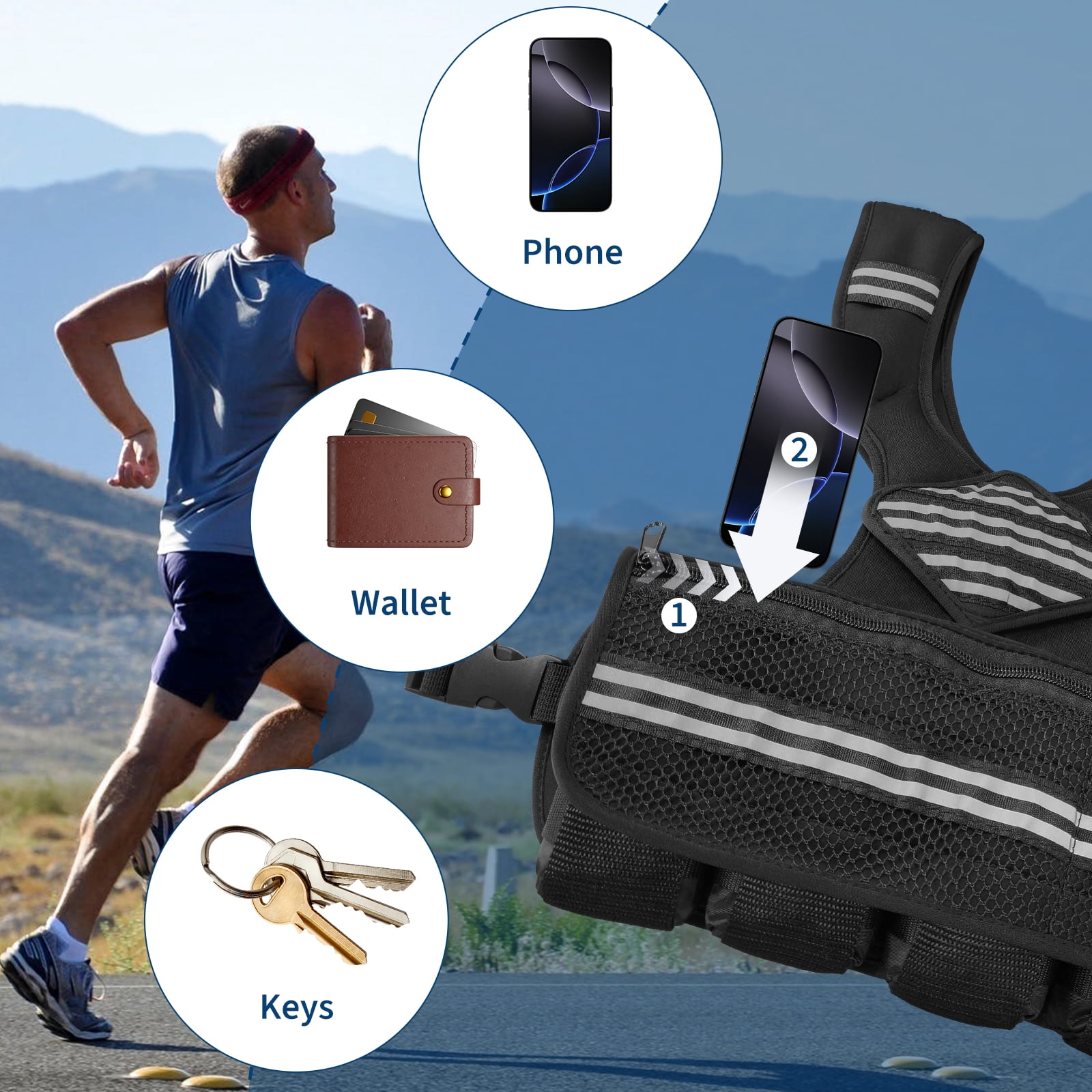TEQIN Adjustable Weighted Vest Weights 6-30 lbs,Washable Weight Vest for Walking Adjust Rucking Vest for Women and Men Home Gym Running Jogging Strength Training Vests