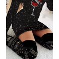 thumbnail image 3 of Vestido de Navidad con estampado de copa de vino para mujer, minivestido informal con purpurina, cuello redondo, manga larga, ajustado, Primavera, 2023, 3 of 3