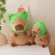 thumbnail image 3 of Kawaii Capybara Peluche de animales de simulación, lindo Capibara que lleva sombrero de rana Fluffty, muñeco suave de peluche, regalo para niños39, 3 of 5