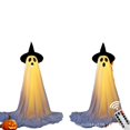 thumbnail image 1 of Fantasma Brillante Likrtyny para Porche Delantero Decoraciones Halloween Poste Telescópico 2 Metros Paquete 2 Con Control Remoto Sombrero, 1 of 2