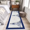 thumbnail image 5 of Retro Lighthouse Rectangle&nbsp;Area Rug&nbsp;2x6 ft Seagull Ocean Vintage Blue Lines Art Washable Rugs for Living Room, Non Slip Soft Carpet for Bedroom Entryway Dining Room, 5 of 9