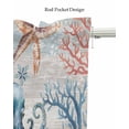 thumbnail image 5 of Coastal Octopus Kitchen Valances for Windows Farmhouse Linen Window Valance Curtain for Living Room Window Treatment Ocean Nautical Conch Coral Fish Shells Valance Rod Pocket Topper, 42 x 18 Inch, 5 of 6