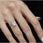 GemEmporium Oval Cut White Moissanite Engagement Rings 3.5 Carat 925 Sterling, Sterling Silver