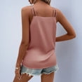 thumbnail image 4 of Silk Satin Tops for Women V Neck Adjustable Backless Spaghetti Straps Sleeveless Tee Shirts Summer Slim Fit Vacation Spring Outfit Pink M, 4 of 9