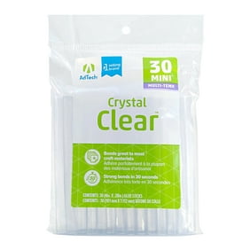 AdTech Crystal Clear Hot Glue Sticks, Mini Size, Pack of 30, 4” Long and .28 Diameter