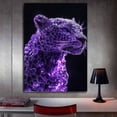 thumbnail image 3 of Mudket Framed Purple Crystal Leopard Canvas Wall Art, Glamorous Sparkly Animal Print Wall Decor, Ready to Hang - 12"L x 8"W, 3 of 10