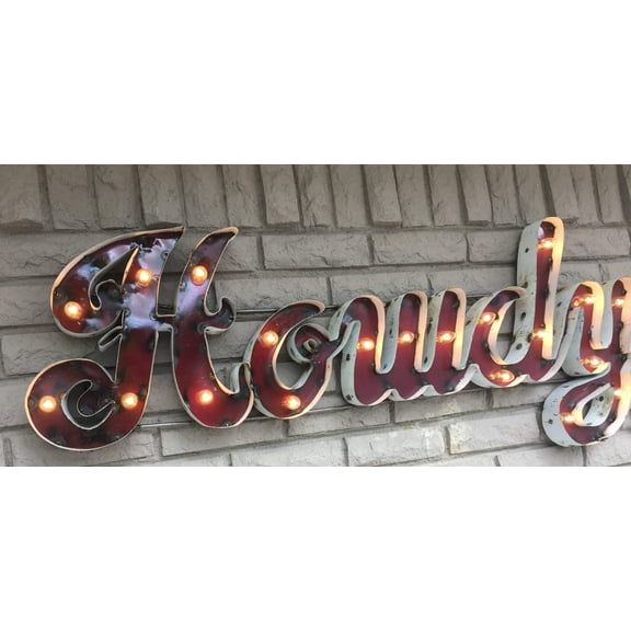 Texas AM "Howdy" Lighted Recycled Metal Decor