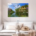 thumbnail image 2 of Elephant Stock Old River Cottage Wall Art - Horizontal Canvas Wall Art - Living Room Wall Decor - Nature Canvas - Green And Blue Decor By Dominic Davison - 45" x 30", 2 of 8