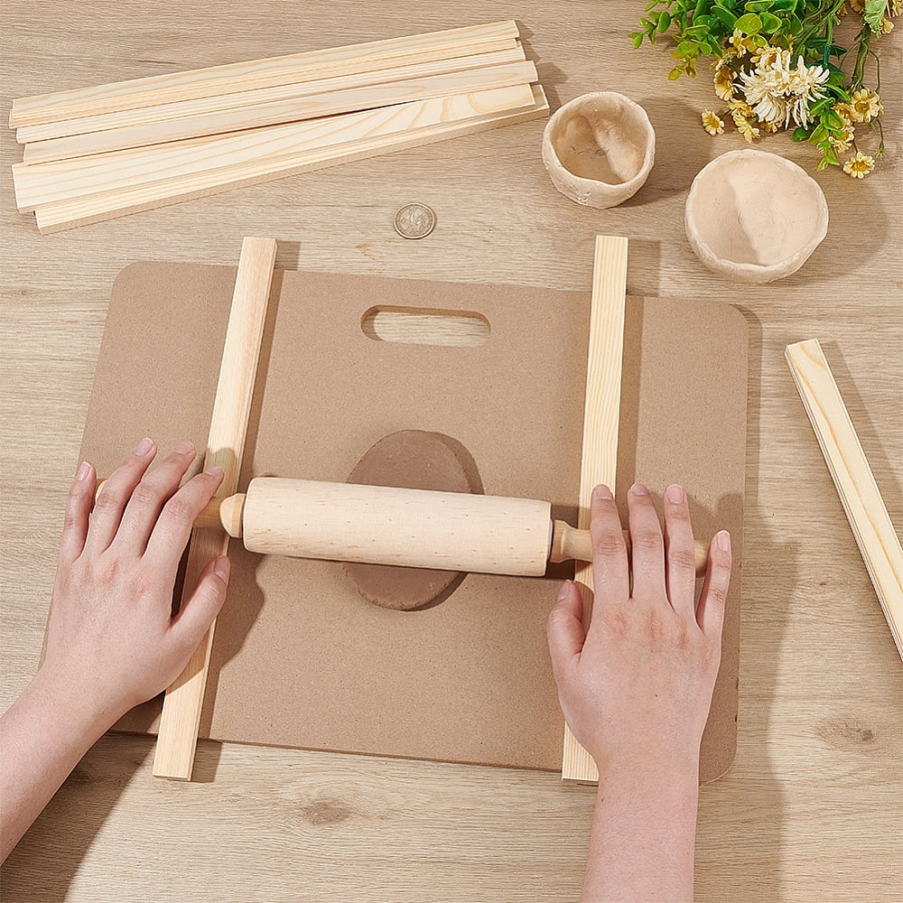 1 Set Ceramic Making Tools Pottery Clay Tools Pottery Clay Sculpting Modeling Tool Sets Rectangle MDF Wood Boards Wooden Rolling Pin and Mud Roller