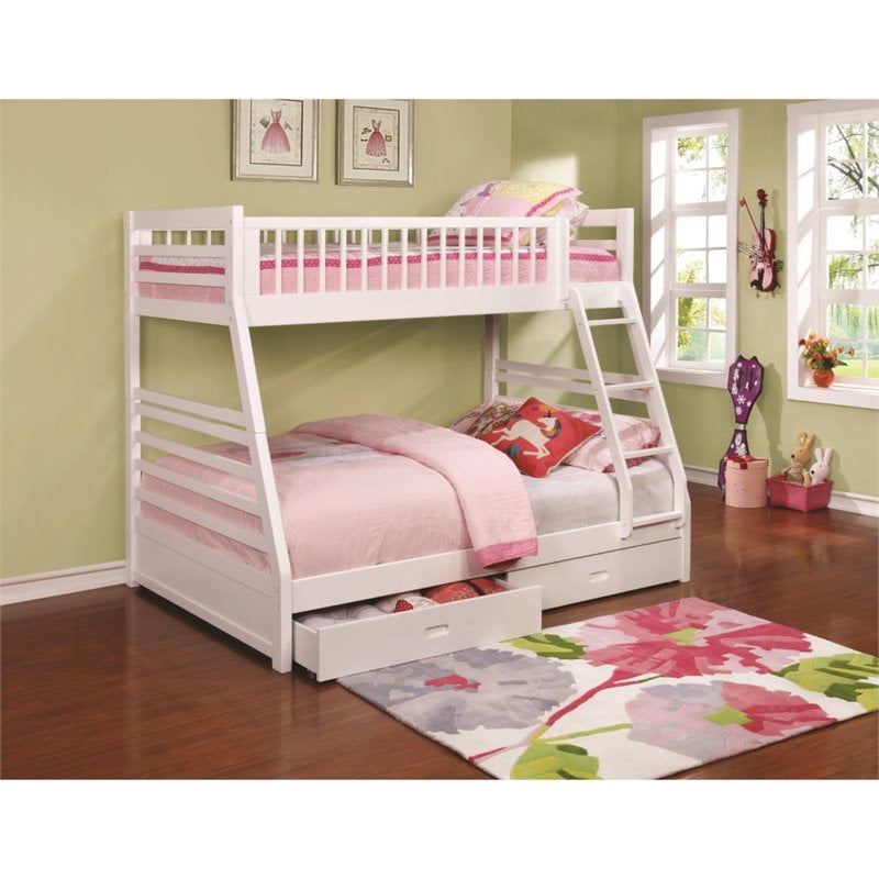 Coaster Twin Over Full Bunk Bed With 2, Coaster Twin Over Twin Convertible Loft Bunk Bed