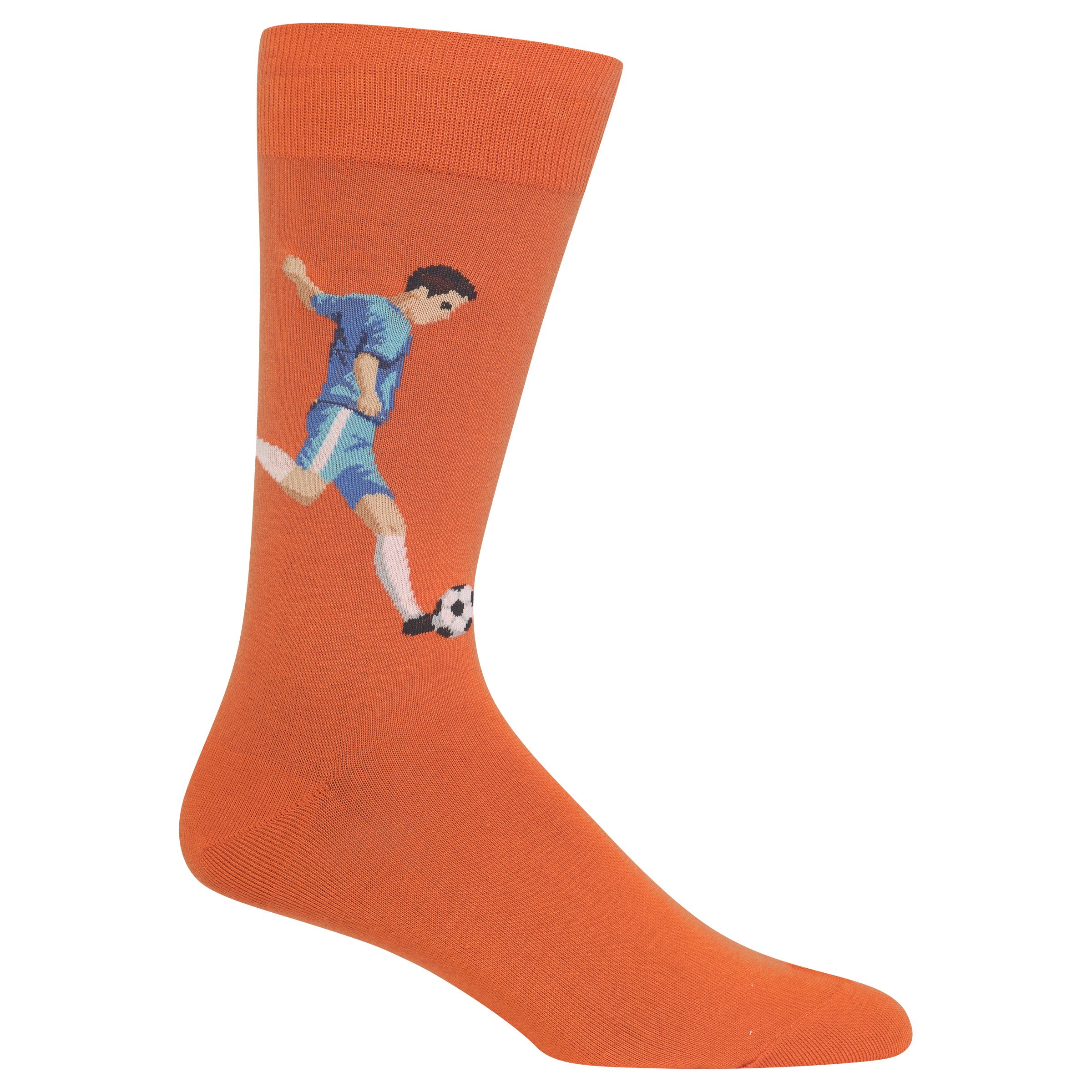 Hot Sox Soccer Player Orange Mens Crew Socks
