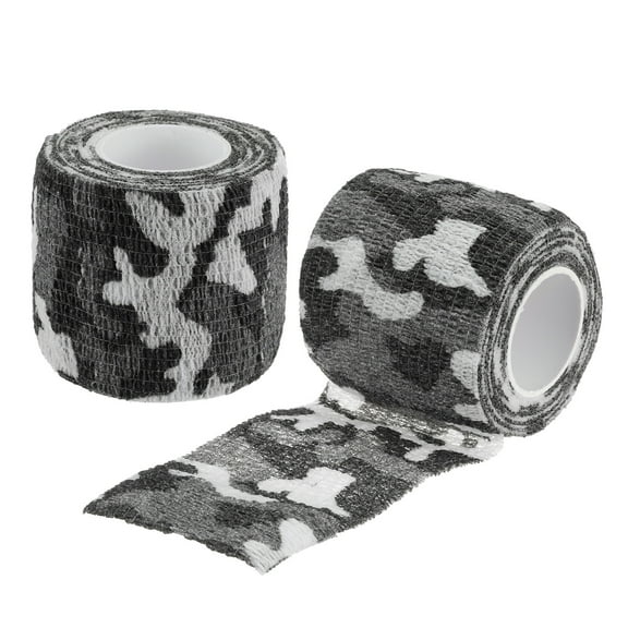 Uxcell 2" x 14.76ft Camo Tape Wrap 2 Rolls Self-Adhesive Tape Snow Black and White