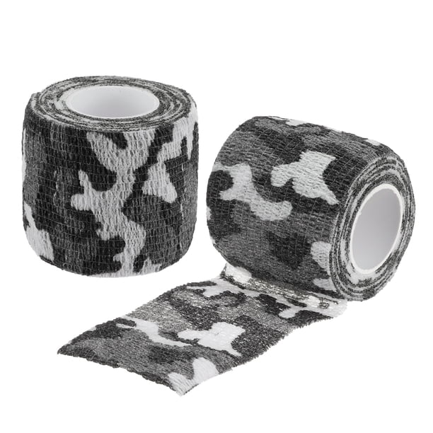 Uxcell Cinta Camuflaje 2" x 14.76ft 2 Rollos Cinta Autoadhesiva Negro y Blanco Nieve