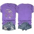 thumbnail image 4 of Camisetas de Verano de Mujer Pequeña Flor Impresa Cuello Redondo Manga Corta Superior, Verano Superior de las Mujeres, 4 of 4