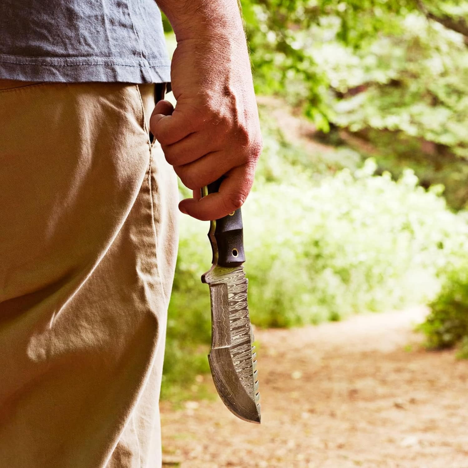 Handmade D2 Steel Tracker Knife 12" - Full Tang Fixed Blade - Micarta Handle & Leather Sheath - Bushcraft Outdoor Camping & Survival Hunting Knife - Collector Hunter Gifts