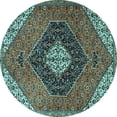 thumbnail image 1 of Ahgly Company Indoor Round Persian Light Blue Traditional Area Rugs, 4' Round, 1 of 4