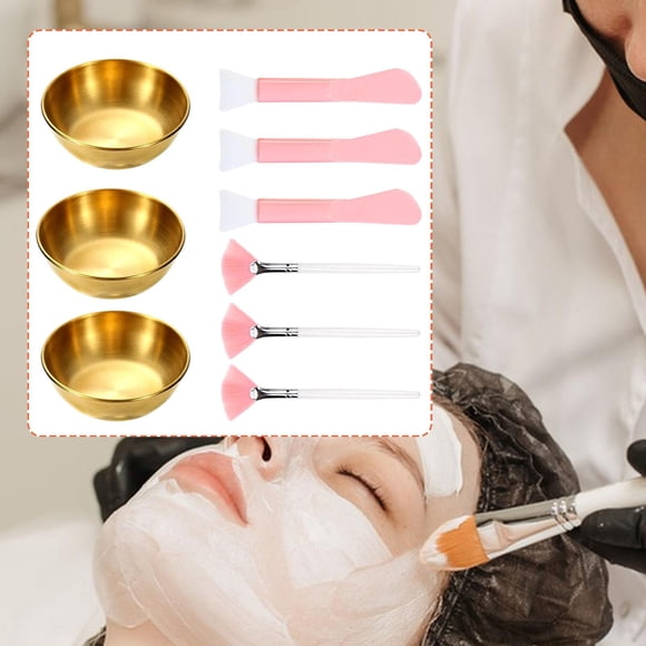 Juego de cuencos para mezclar mascarillas faciales de acero inoxidable, multifuncionales, para hacer tú mismo, para spa, maquillaje de barro en casa. Oro