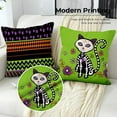 thumbnail image 4 of Black Cat Halloween Throw Pillow Covers Set of 4 18x18 inch Skeleton Boho Pillowcase Orange Purple Green Cushion Couch Cover Short Plush Pumpkin Cushion Case Living Room Farmhouse Decorations, 4 of 5