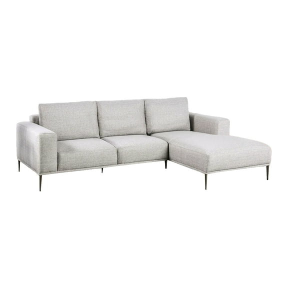 Kevin Sectional Sofa, Right Chaise, Gray Chenille, 98 Inch, Metal Legs