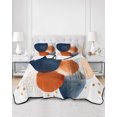 thumbnail image 3 of Navy Blue Burnt Orange Queen Size Down Alternative Comforter, Lightweight Comforter Quilt Bedding Set with Pillow Shams Artwork Vintage Geometric All Seasons Bed Comforter Duvet Insert 90"x96", 3 of 7