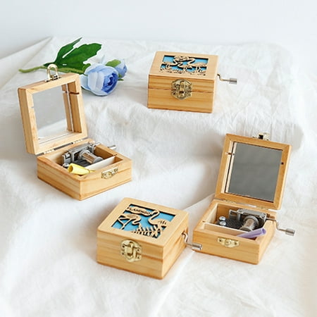 Musical Wooden Box Mechanism Carved Music Box Mini Carved Wooden Flamingo Music Box in Hand Musical Gift Pefect for Little Girls ()