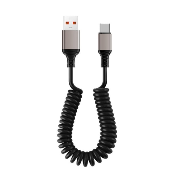 Coiled USB to Type C Charging Cable Fast Charging For Phone Car Auto Charging Cord For More USB C Devices