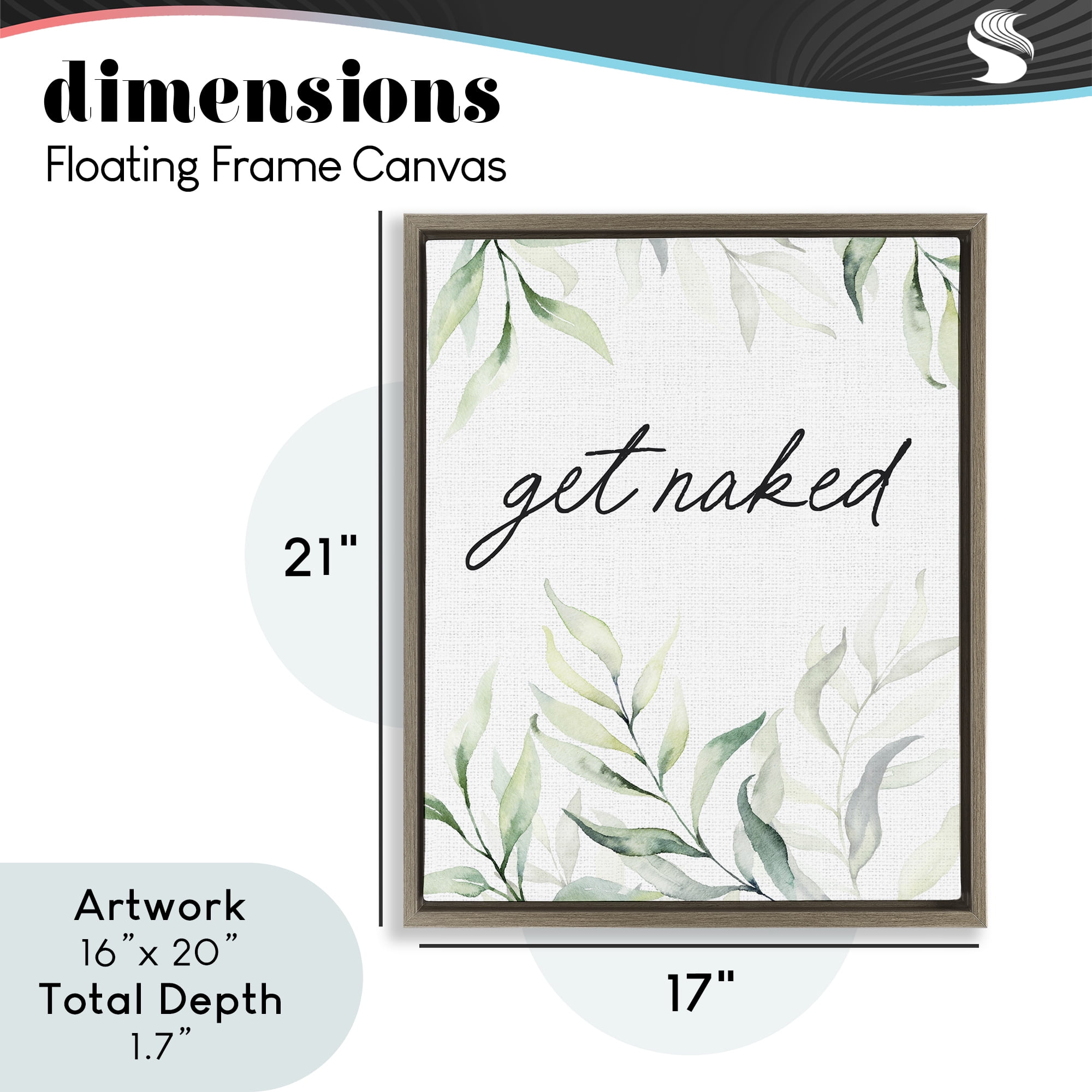 Get Naked Bathroom Herbs Brown Framed Floater Canvas Wall Art, design by Lettered and Lined