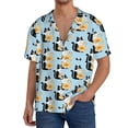 thumbnail image 7 of Lsque FUNNY CAT IS DRINKING WATER print Men's Cuban Collar Short Sleeve Shirt Summer Beachwear Casual Button Down Fashionable Vacation Leisure Shirt-X-Large, 7 of 7