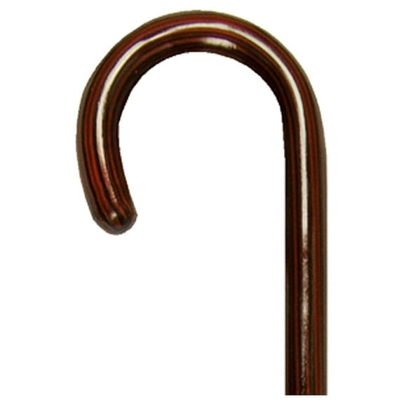 Solid Wood Cane, Round Handle, Crook Style, Walking Aid with Slip Resistant Rubber Grips, Medium