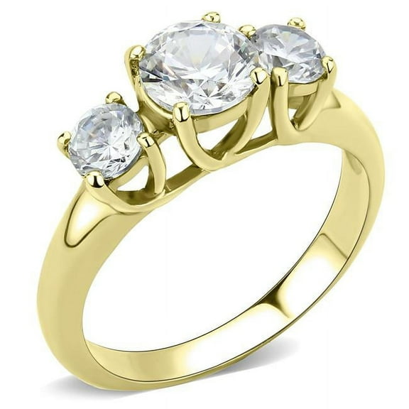 Alamode TK3673-9 Women IP Gold Stainless Steel Ring with AAA Grade CZ in Clear - Size 9