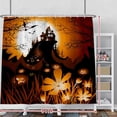 thumbnail image 2 of Orange Halloween Shower Curtain Evil Pumpkin Spooky Bats Forest Full Moon Gothic Castle Ghost Night Shower Curtains for Courtyard Bathroom Bath Polyester Fabric with Hooks 84x72 Inches, 2 of 6