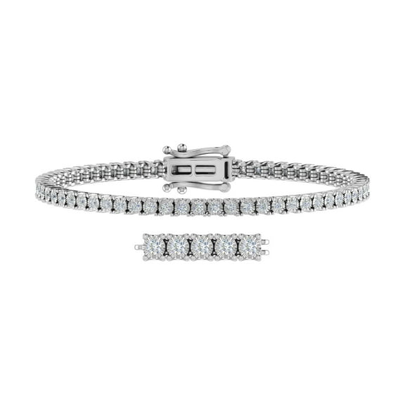 1 Carat Pave Set Diamond Tennis Bracelet in 10K White Gold (7 Inch) (I1-I2 Clarity)