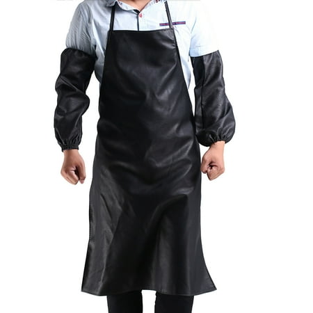 

FaLX Solid Color Unisex Faux Leather Waterproof Unisex Kitchen Bib Aprons Oversleeves