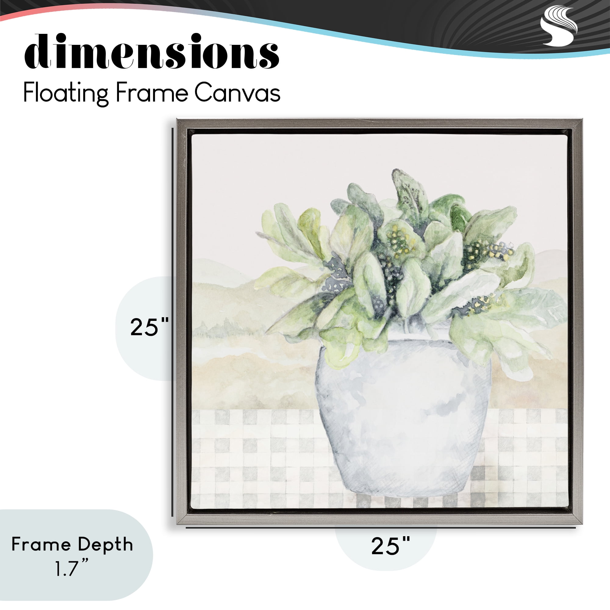 Stupell Industries Potted Farm Herbs Arrangement Gray Framed Floater Canvas Wall Art, design by Janice Gaynor
