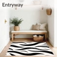 thumbnail image 3 of ODIKA 3'x5' Machine Washable Non-Slip Area Rug, Fauna Wavy Lined Deluxe Shag Arrangement High Traffic Rug with Pad, Black, 660180, 3 of 8