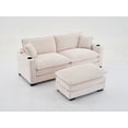 thumbnail image 6 of Modern Corduroy L-Shaped 2-Seater Sofa with USB & Cup Holder (220×80×75cm), 6 of 7
