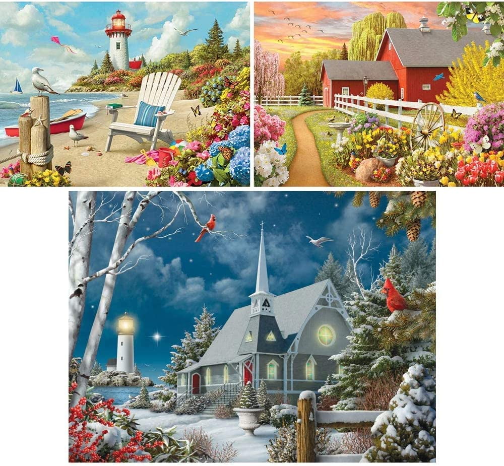 Bits and Pieces Set of 3 300 Piece Jigsaw Puzzles for Adults Gardens Bundle by Alan Giana 18"x24"